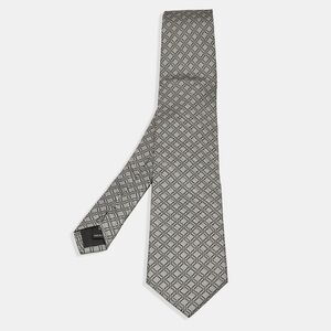 S.t. Dupont Grey Geometric Pattern Tie